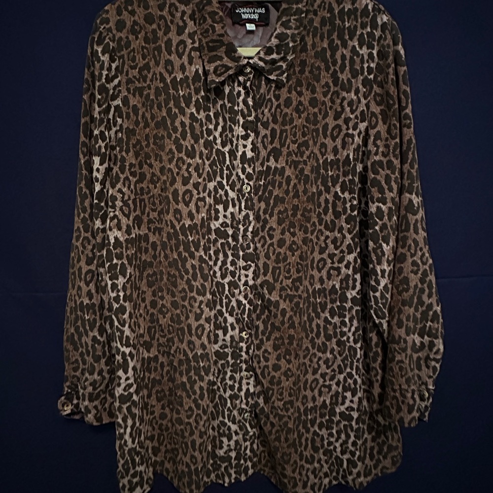 Johnny Was Leopard Print Blouse
